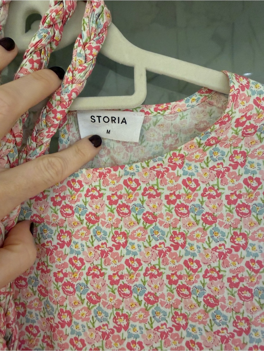 Storia Floral Pink Cotton Women's flare tie Dress